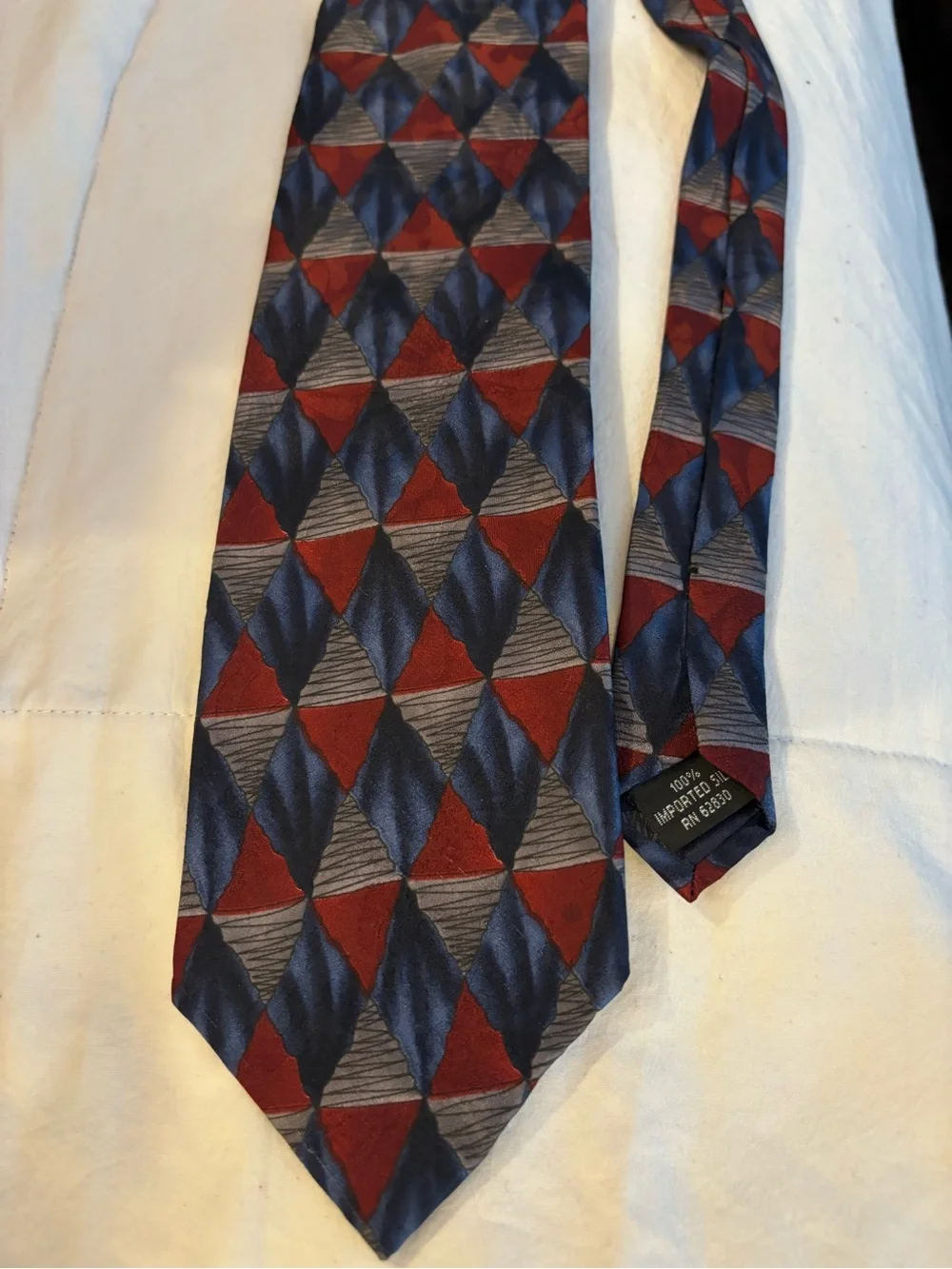 Jerry Garcia Men's Geometric Pattern Red and Navy Tie (based off his og artwork)